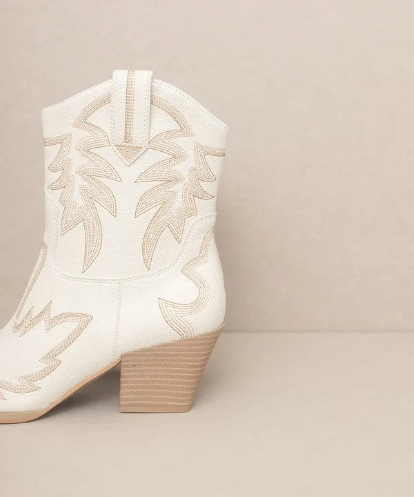 Embroidered Cowboy Ankle Boots