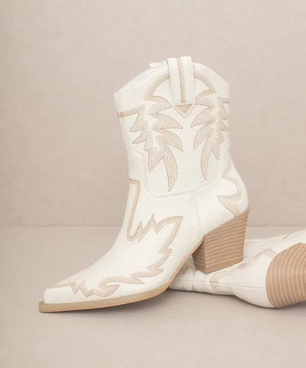 Embroidered Cowboy Ankle Boots