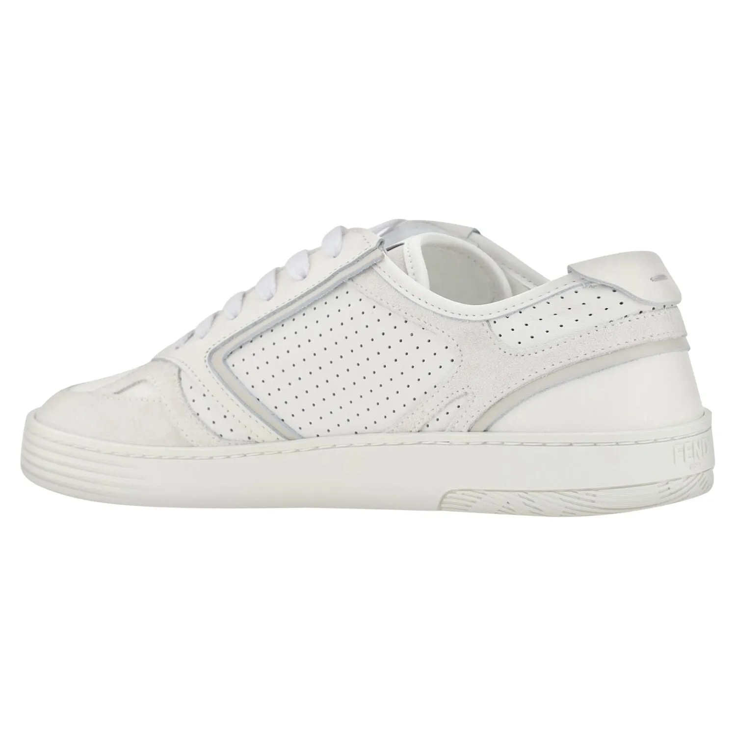 Fendi Elegant Low Top Calfskin Sneakers in White