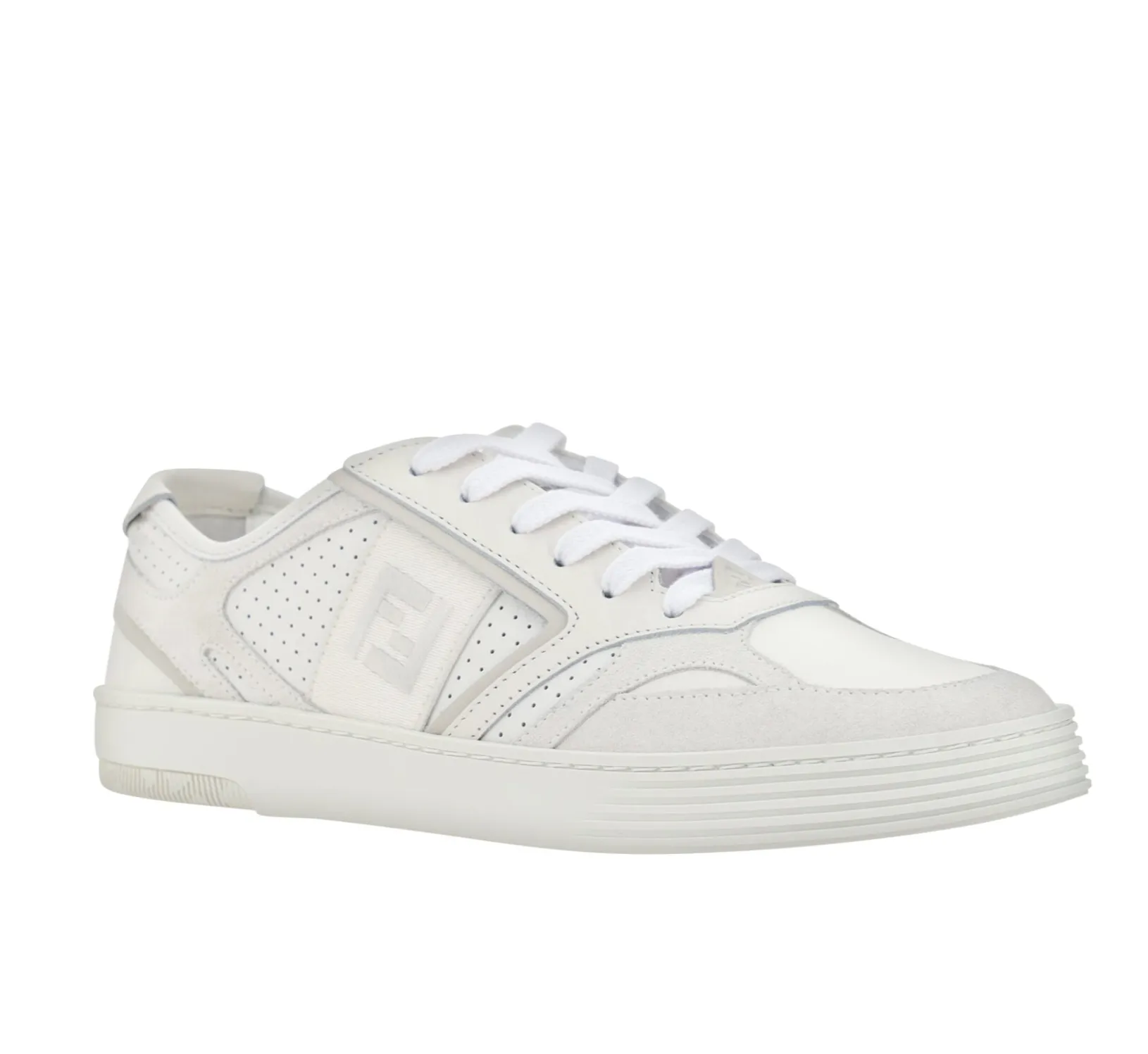 Fendi Elegant Low Top Calfskin Sneakers in White