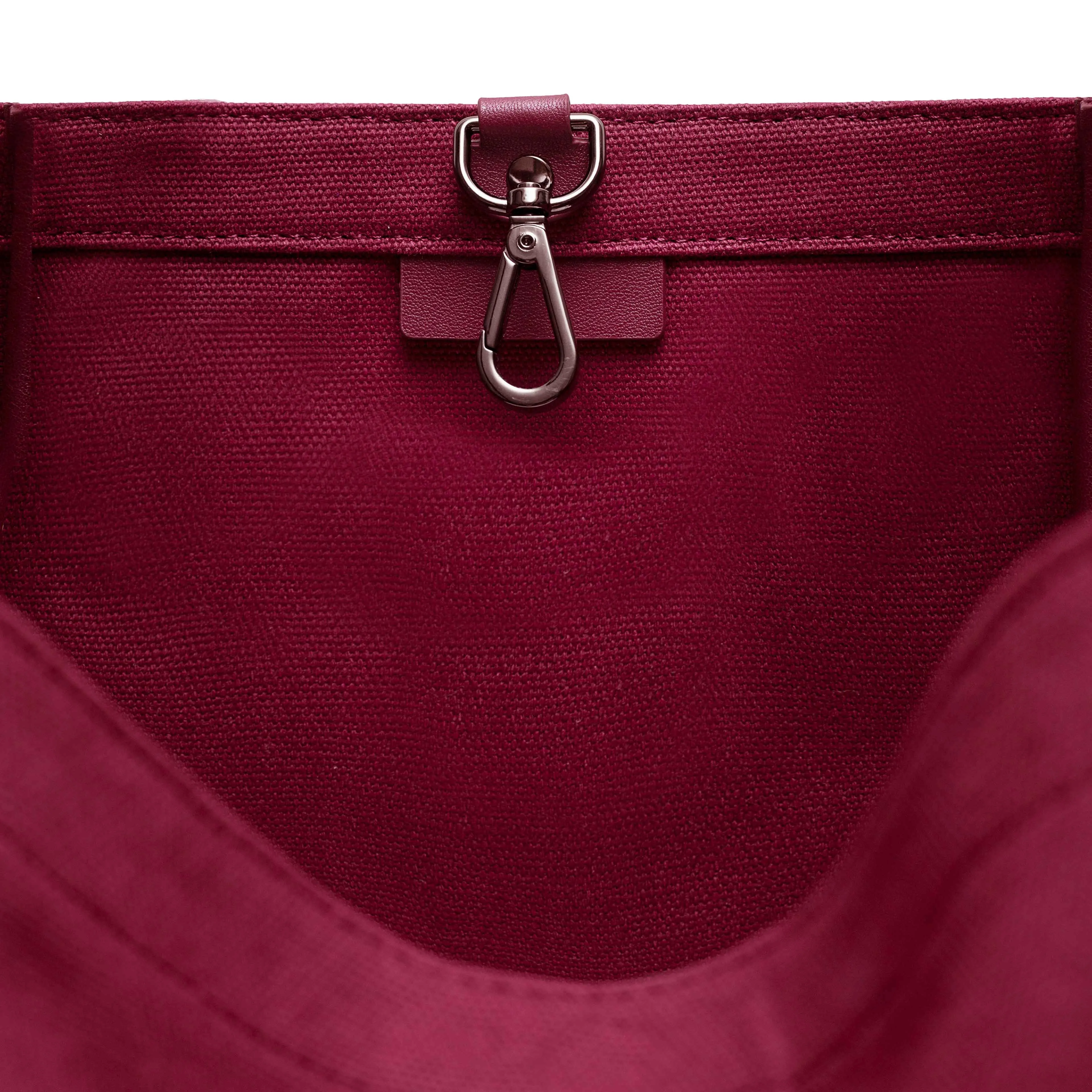 Fifth Avenue Tote Shoulder Bag Burgundy Canvas & Leather