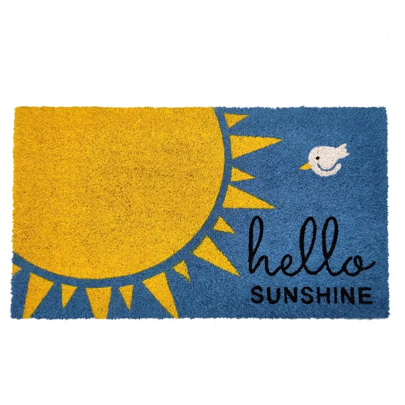 First Concept 18 in. W X 30 in. L Multicolored Hello Sunshine Coir Door Mat