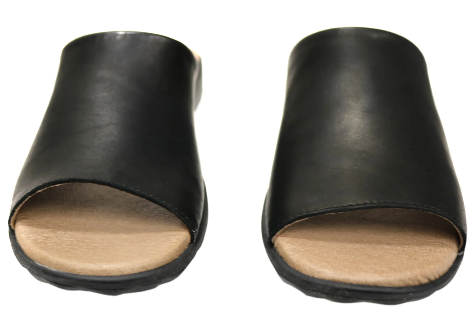 Flex & Go Host Womens Comfort Leather Slides Sandals Made In Portugal