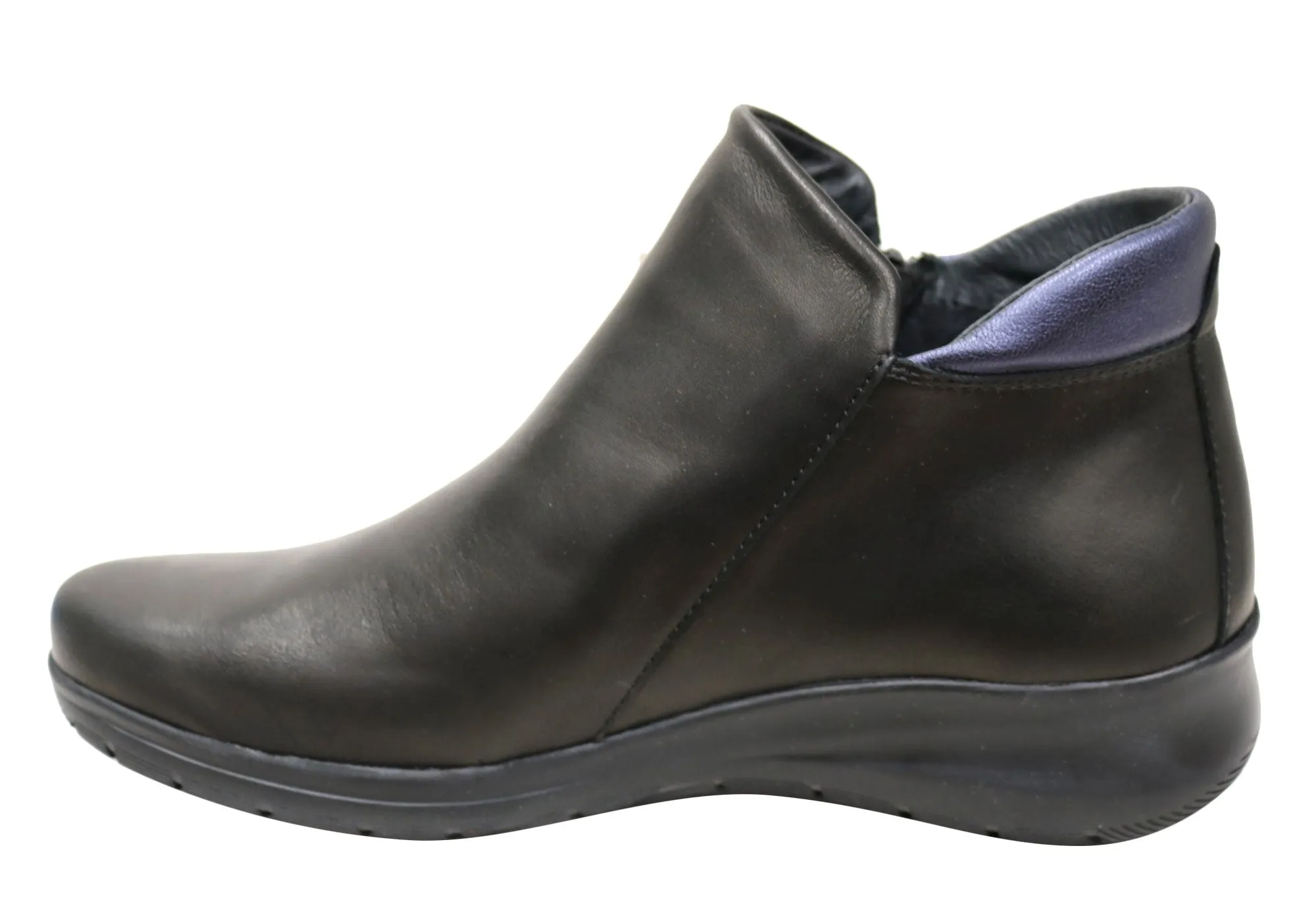 Flex & Go Yonda Womens Comfort Leather Ankle Boots Made In Portugal