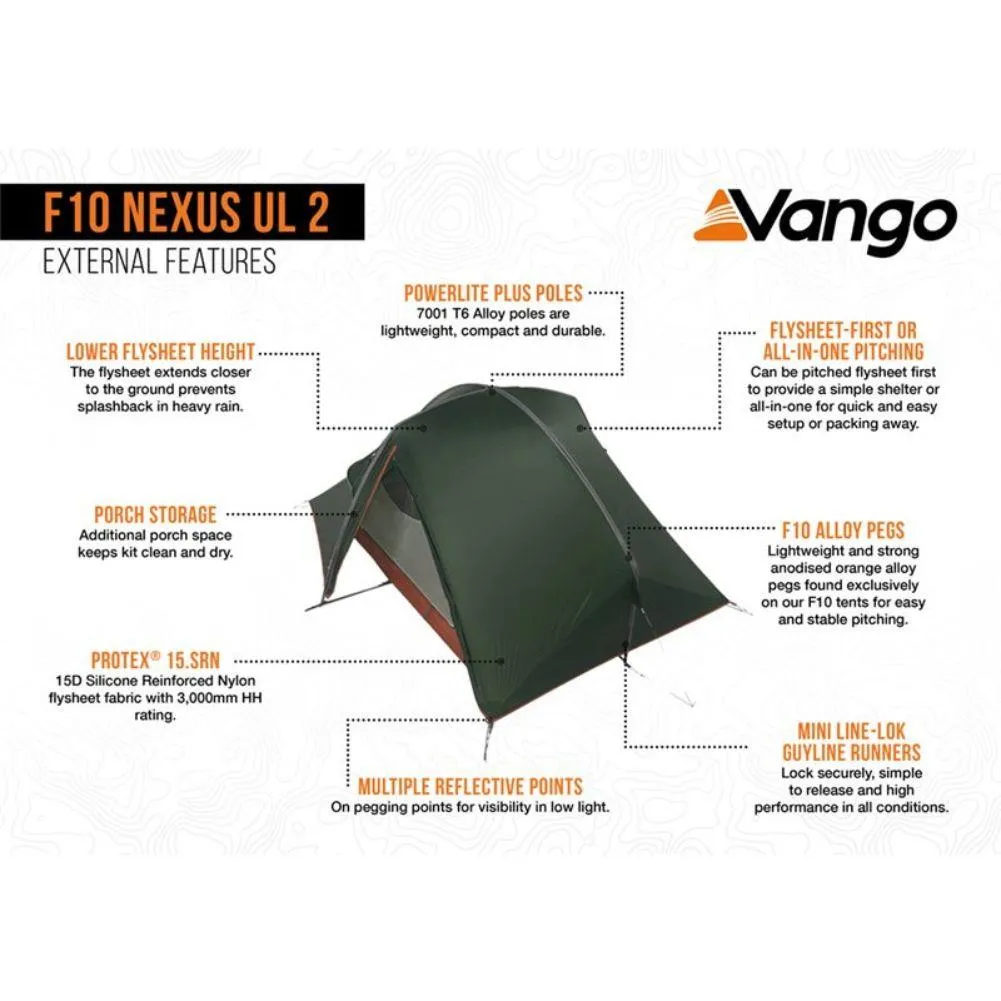 Force Ten (F10) Nexus UL 2 Tent - 2 Man Lightweight Tent