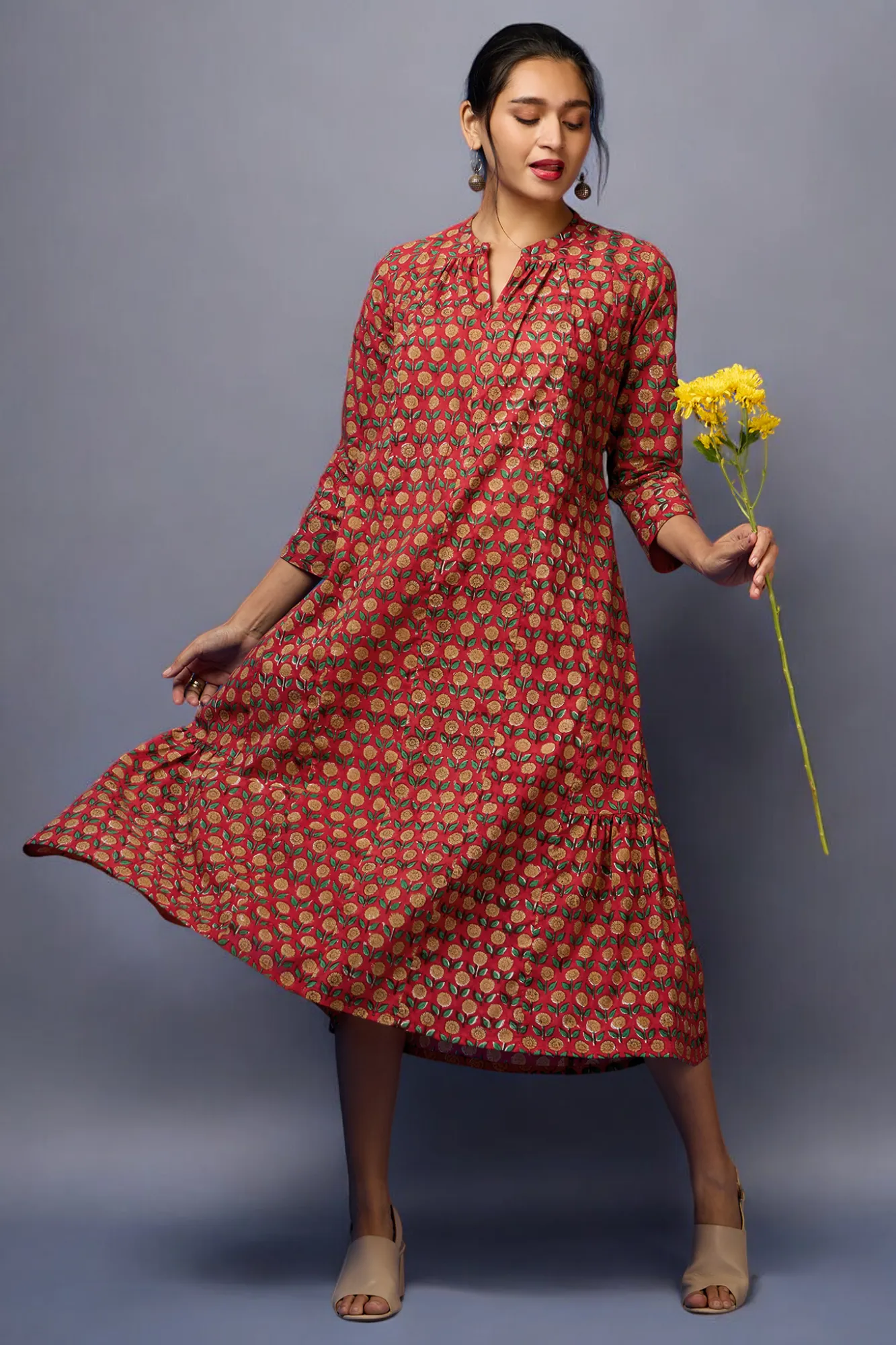 front zipper ruffle dress with pockets - Cherry Fields & Sunlit Blooms