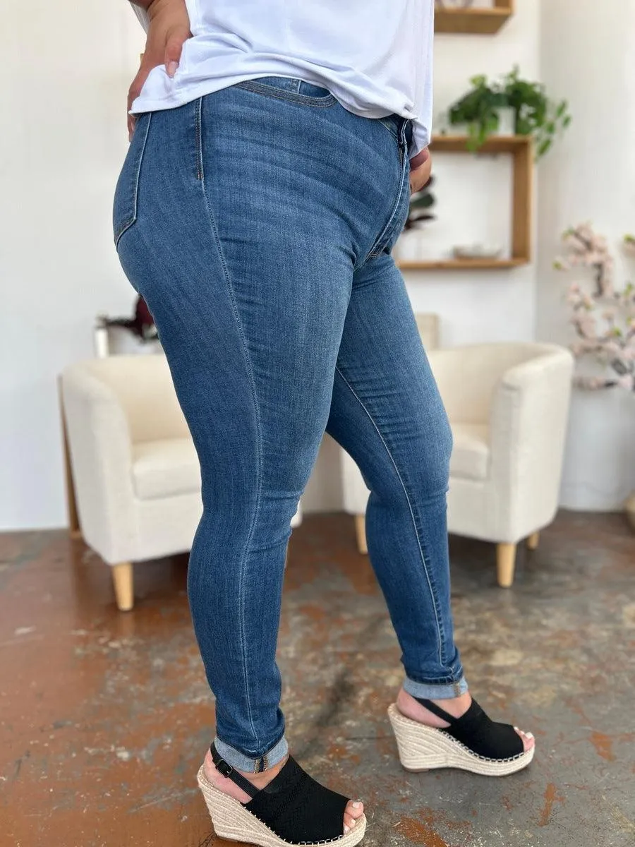 Full Size Cuffed Hem Skinny Jeans