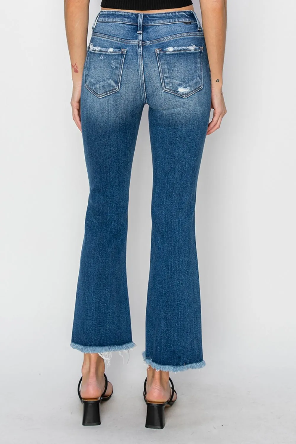 Full Size Frayed Step Hem Ankle Straight Jeans