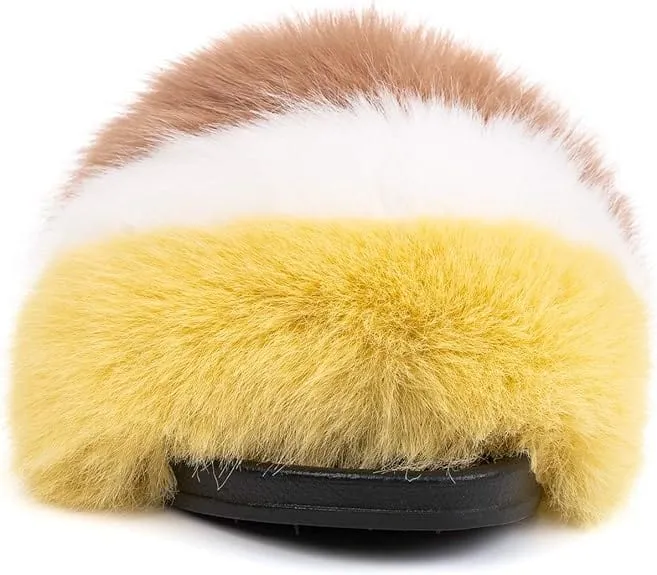 FUNKY MONKEY -  Faux Fur Slides Fuzzy Slippers Indoor/Outdoor