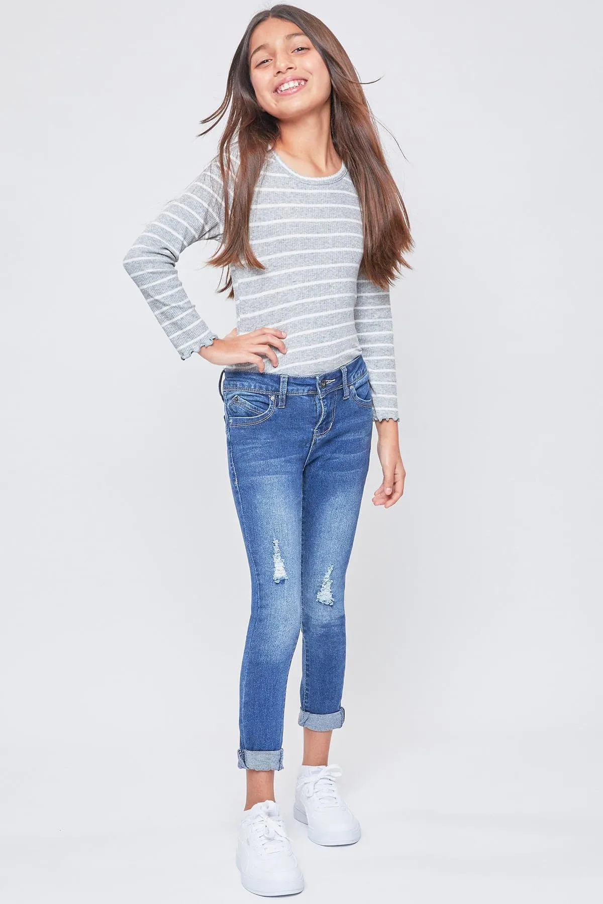 Girls Sustainable WannaBettaFit Mid-Rise Cuffed Skinny Jeans