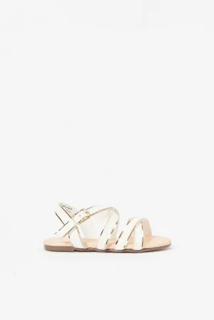 Girls White Crossover Strap Sandal