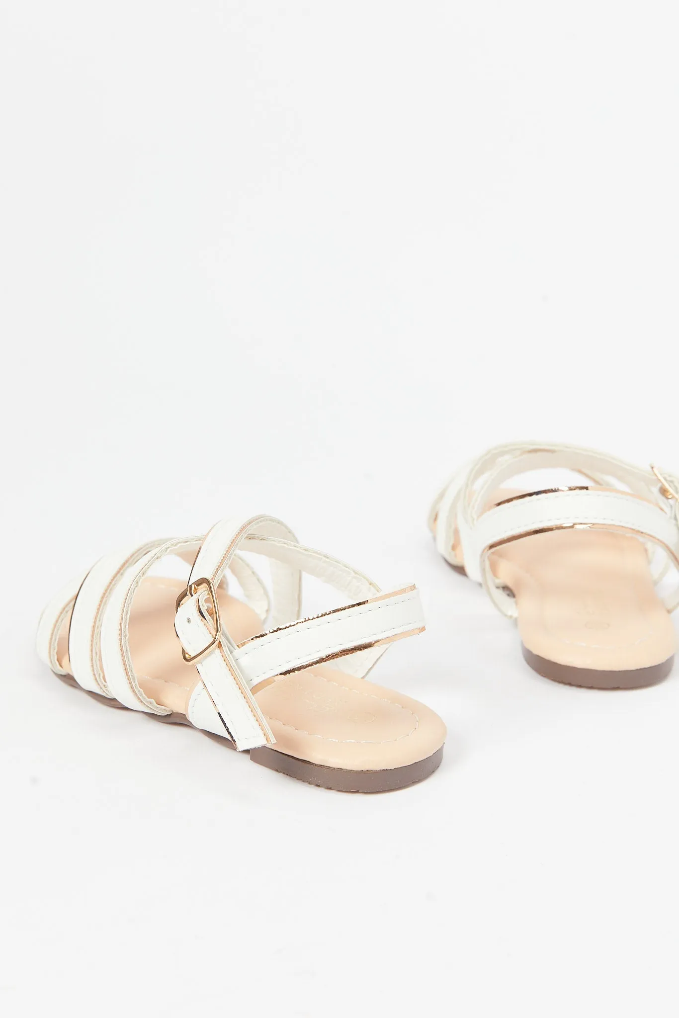 Girls White Crossover Strap Sandal