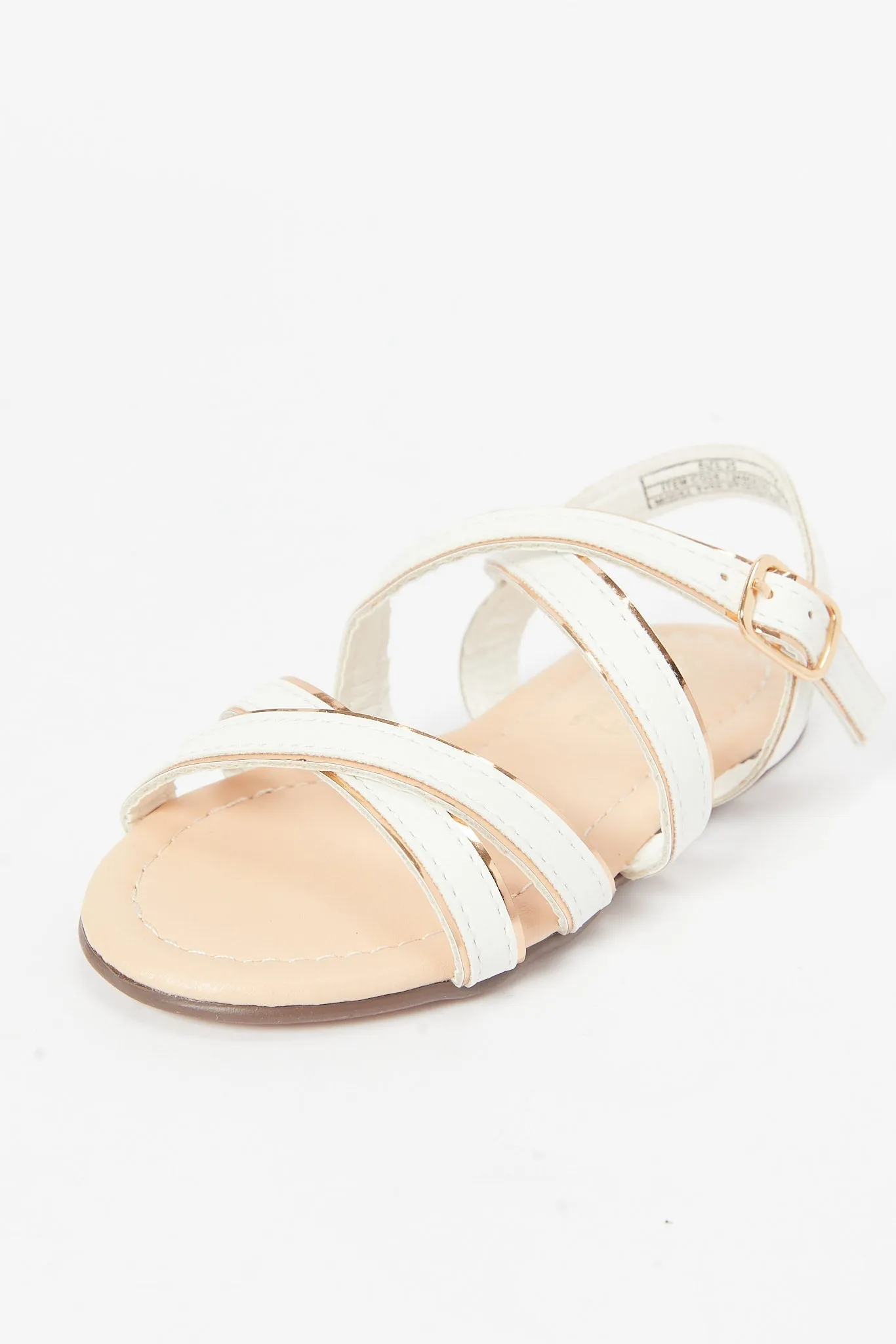 Girls White Crossover Strap Sandal