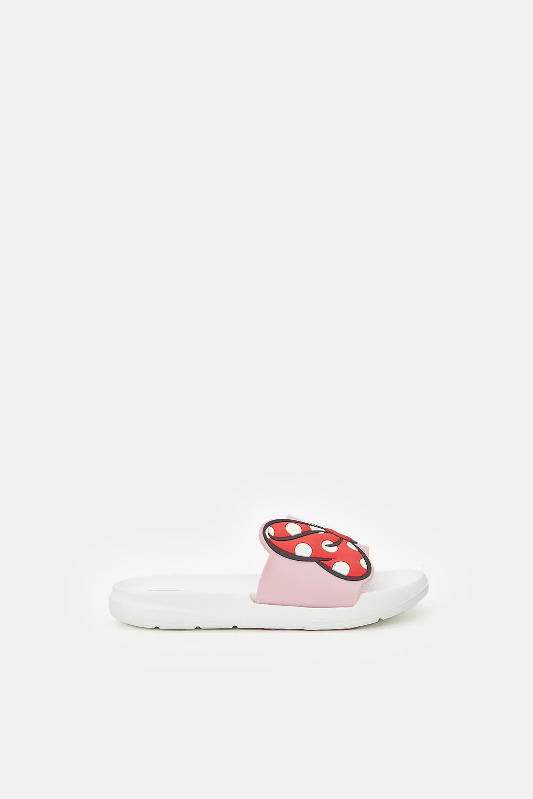 Girls White Minnie Mouse Slides