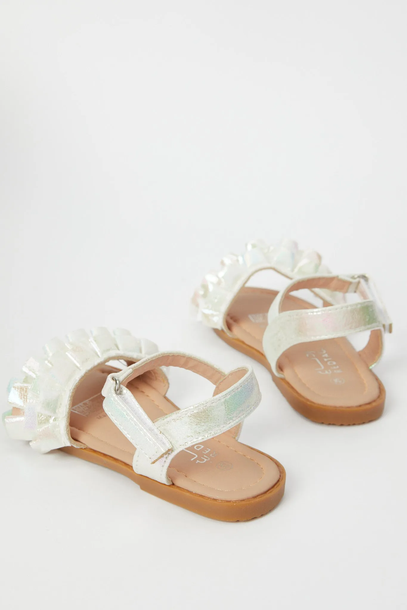 Girls White Ruffled Sandal