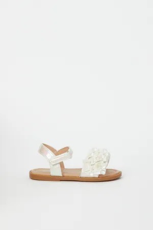 Girls White Ruffled Sandal