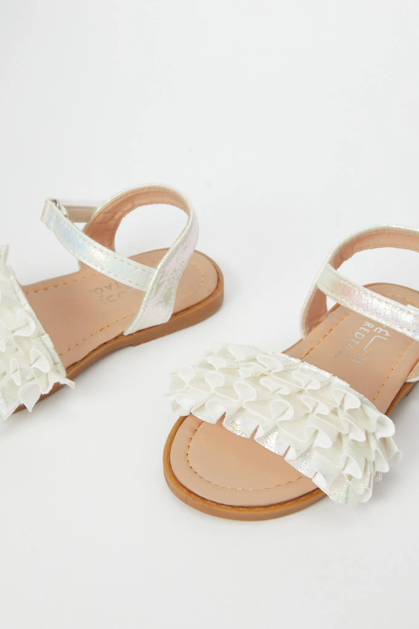 Girls White Ruffled Sandal