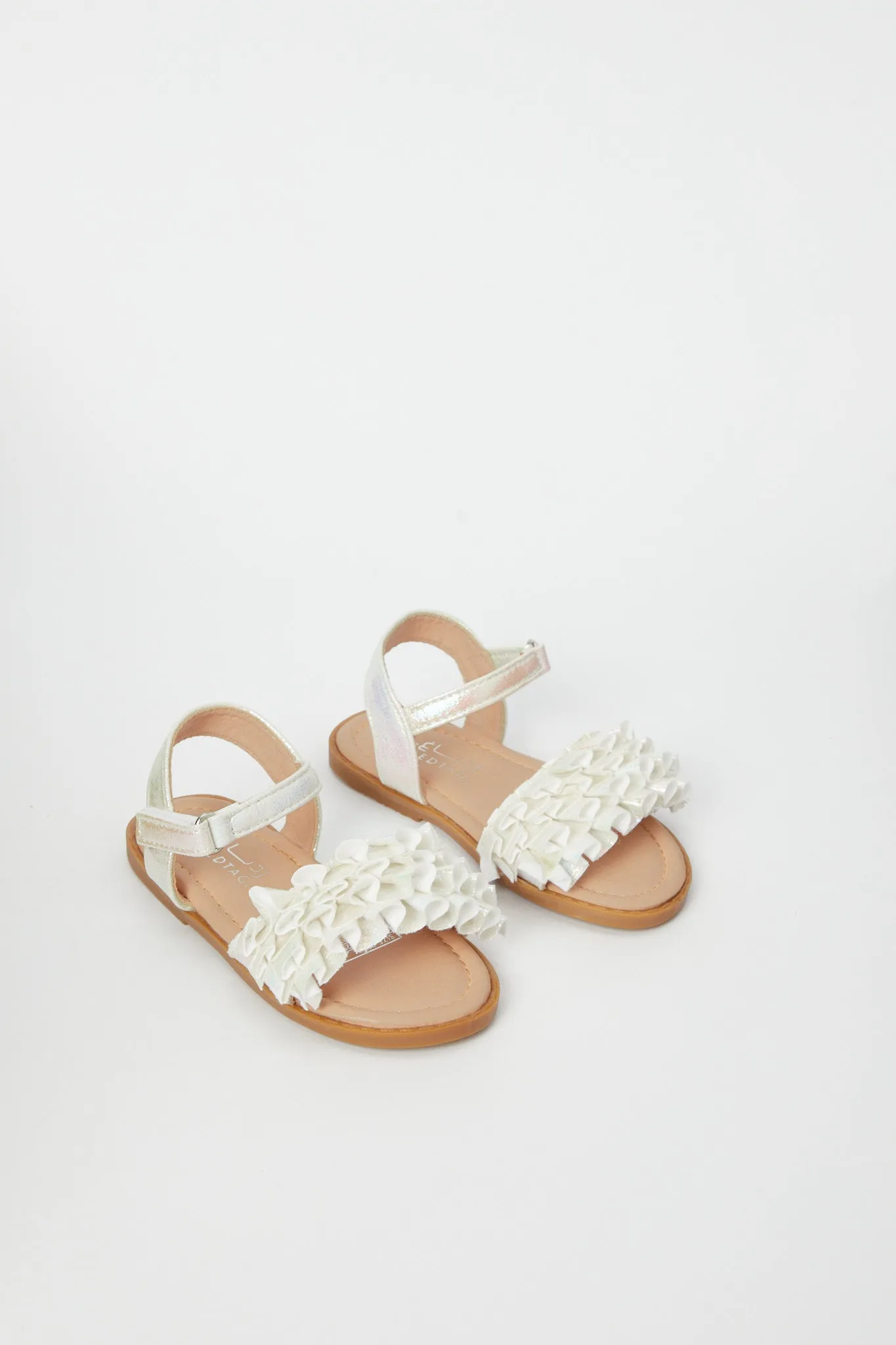 Girls White Ruffled Sandal