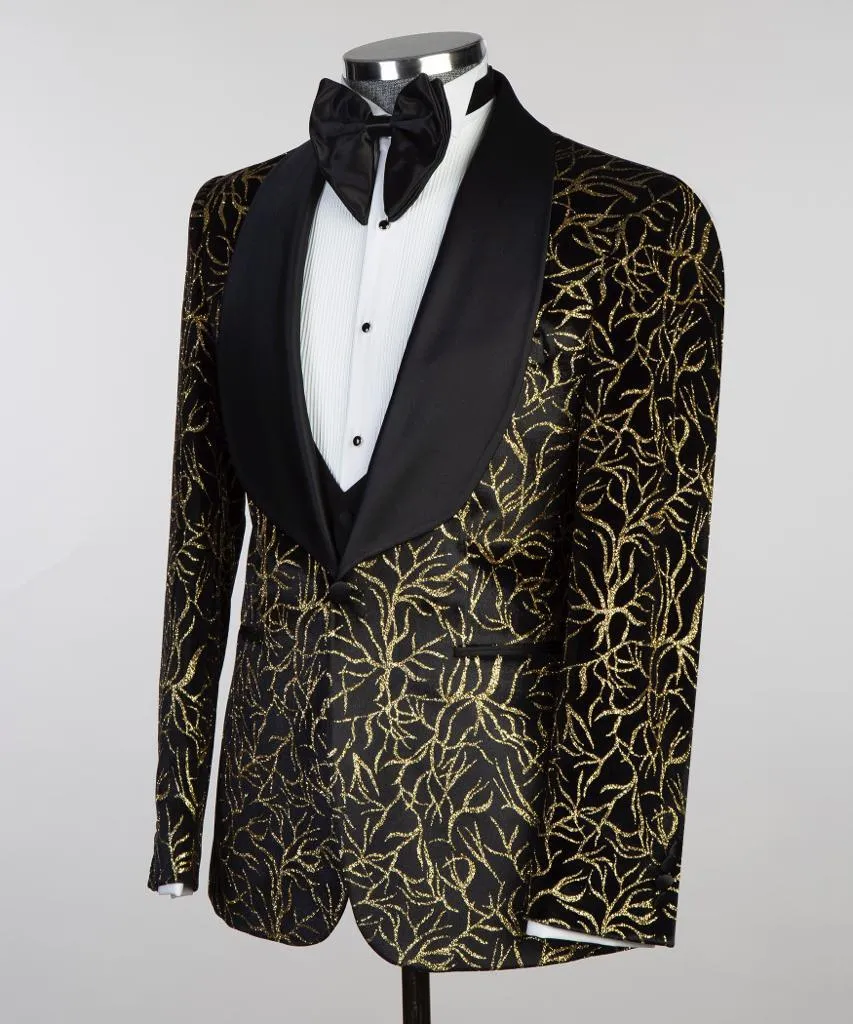 Gold Design Black Tuxedo Wedding Party