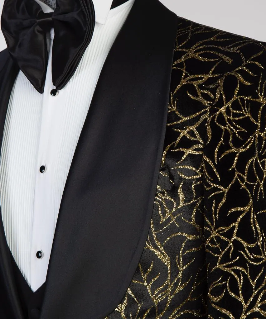 Gold Design Black Tuxedo Wedding Party