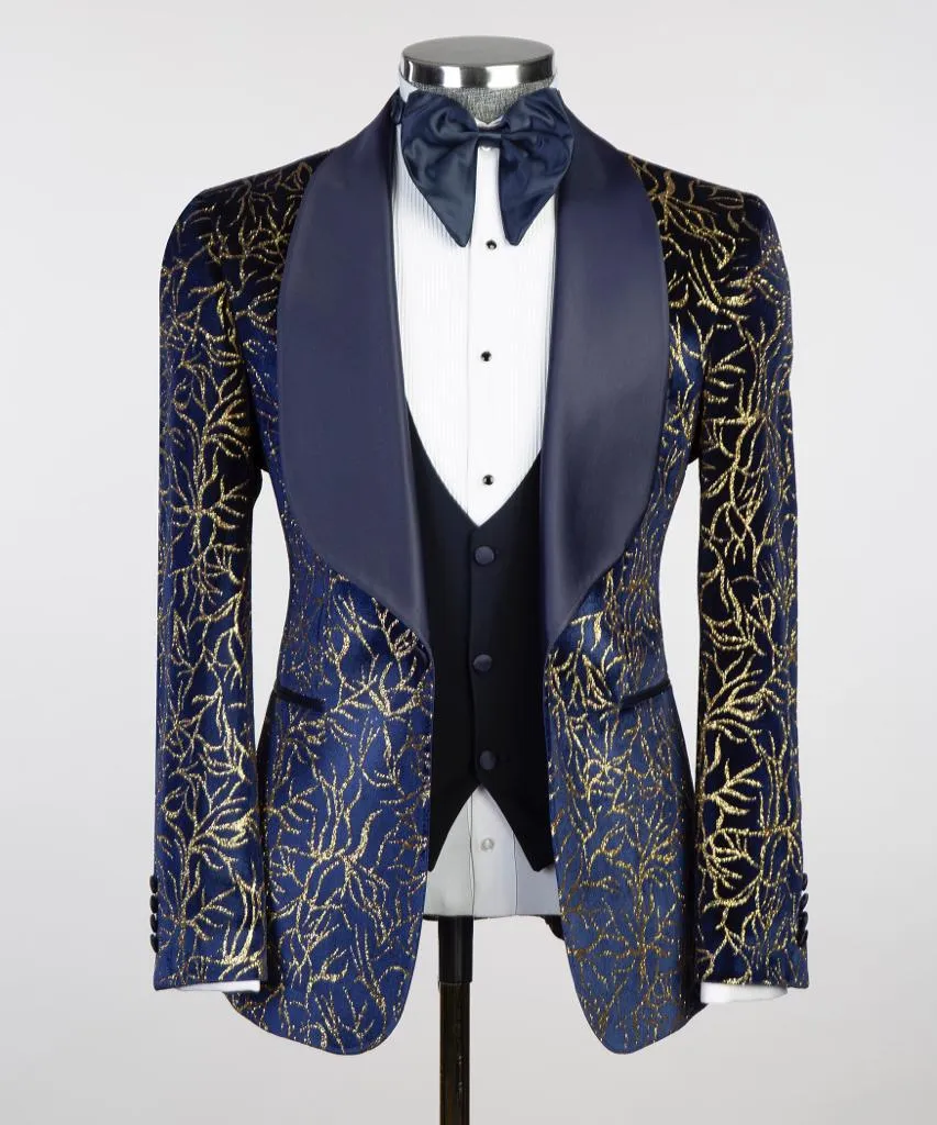 Golden Designed Blue Tuxedo