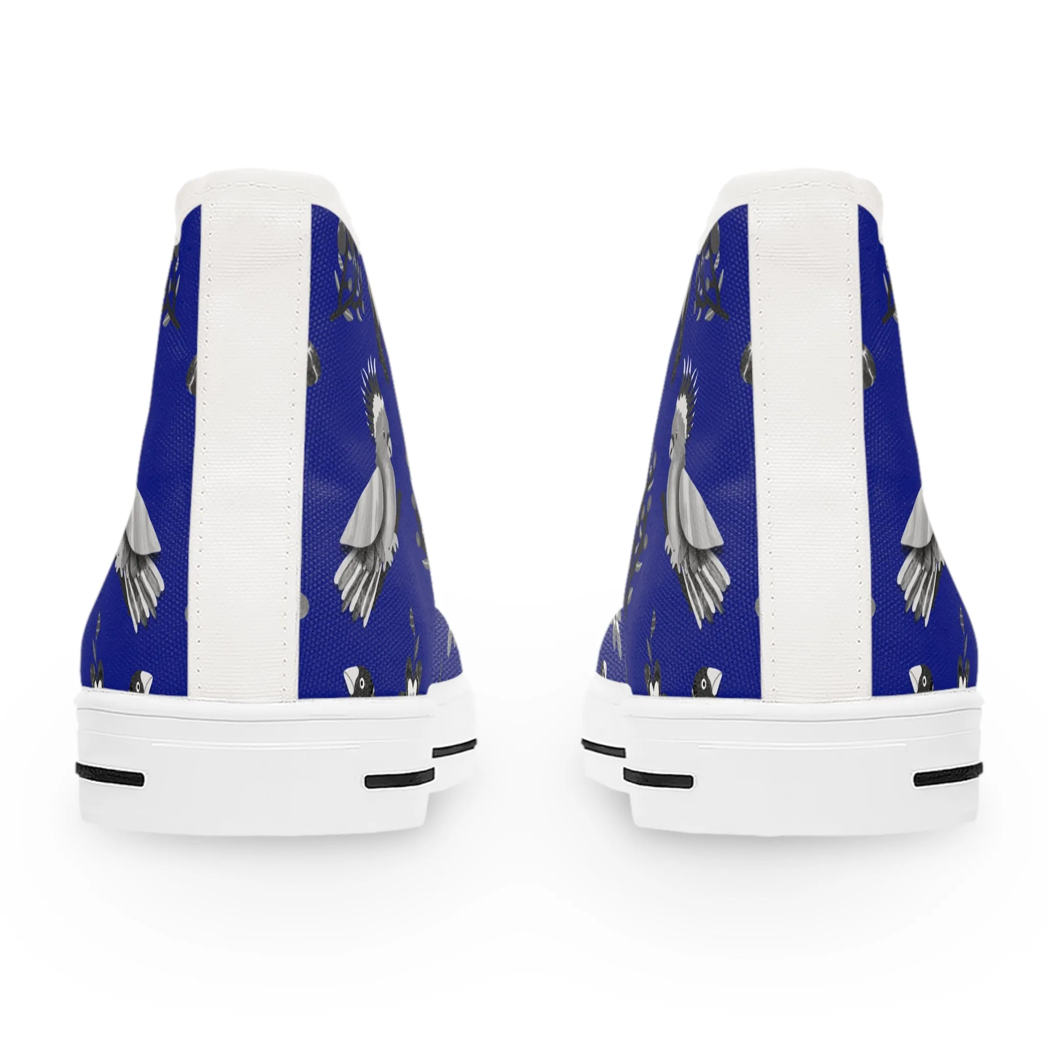 Hand-drawn Parrot Blue Background Women's High Top Sneakers