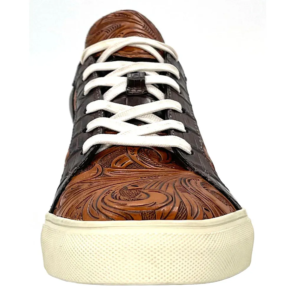 Hand-Tooled Leather Sneakers