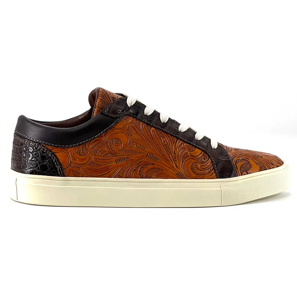 Hand-Tooled Leather Sneakers