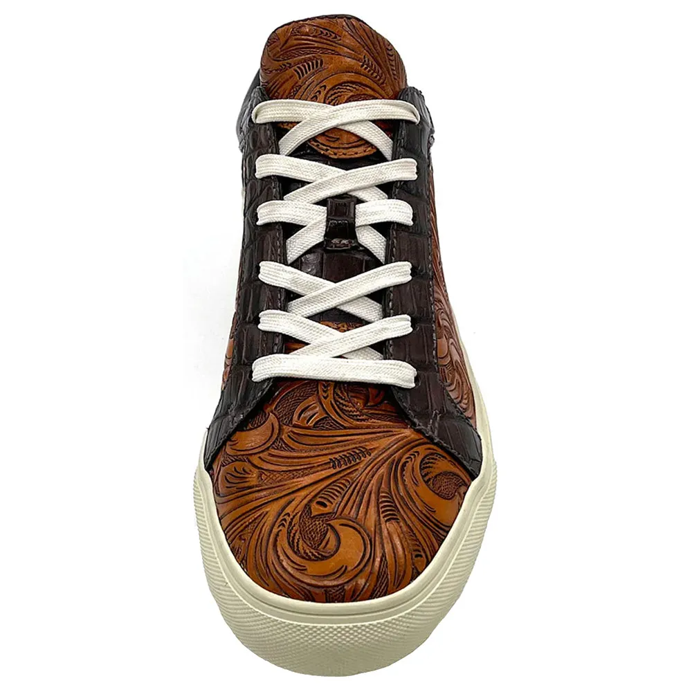 Hand-Tooled Leather Sneakers