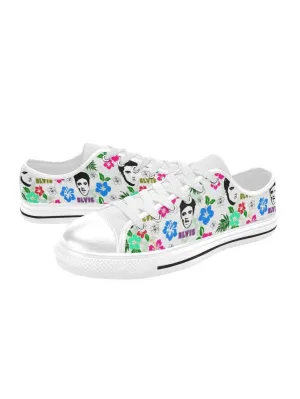 Hawaii Elvis Retro Style Mens Sneakers (White Sole)