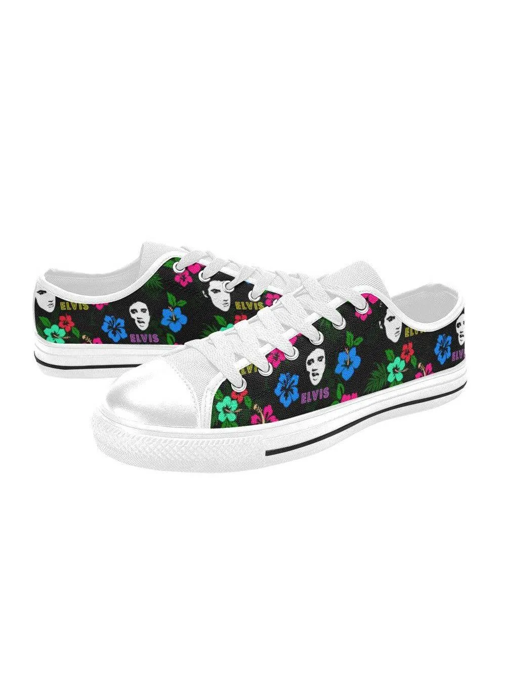 Hawaii Elvis Retro Style Mens Sneakers (White Sole)