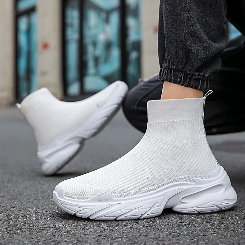 Ilooove Sneakers for Men Fashion High Top Sock Shoes Autumn New Breathable Casual Shoes Outdoor Platform Anti Slip Walking Shoes