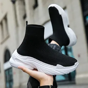 Ilooove Sneakers for Men Fashion High Top Sock Shoes Autumn New Breathable Casual Shoes Outdoor Platform Anti Slip Walking Shoes