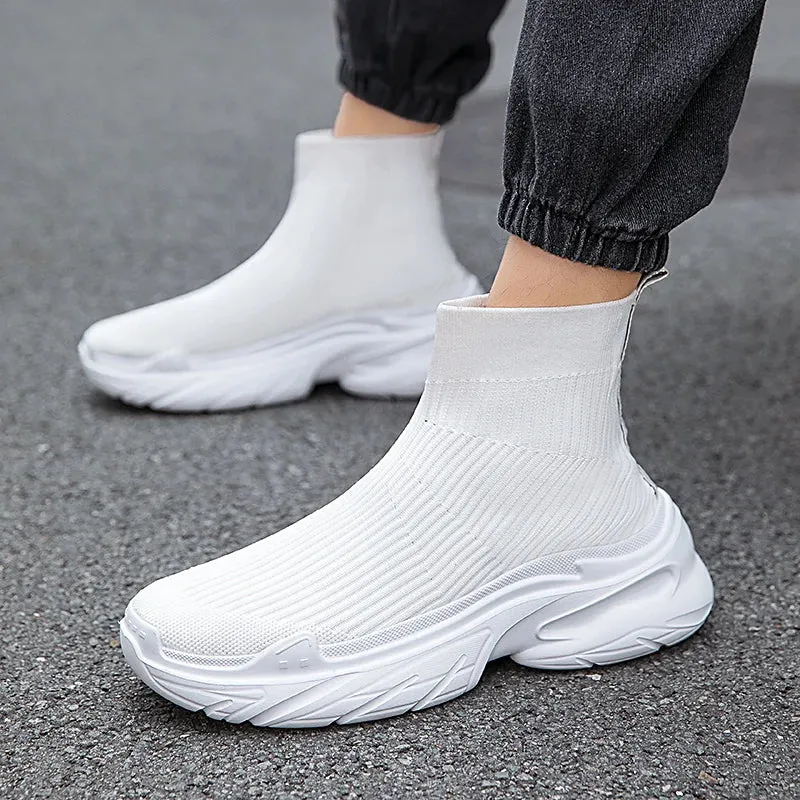 Ilooove Sneakers for Men Fashion High Top Sock Shoes Autumn New Breathable Casual Shoes Outdoor Platform Anti Slip Walking Shoes