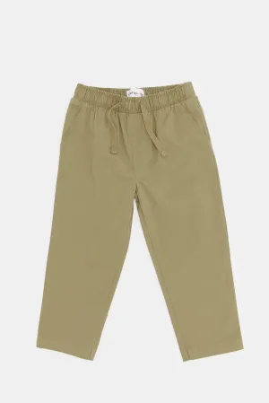 Infant Boys Olive Chino Pull On Trouser