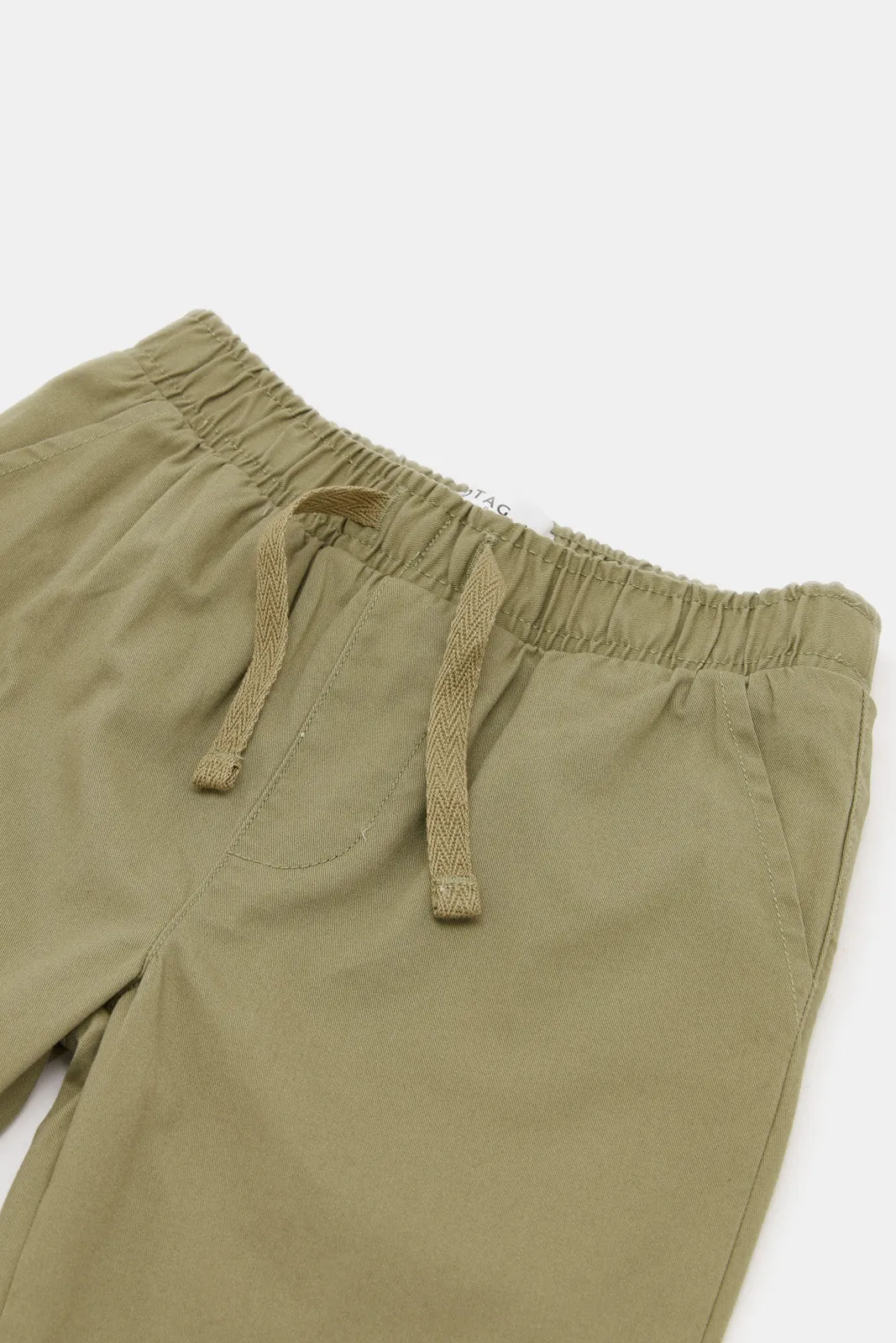 Infant Boys Olive Chino Pull On Trouser