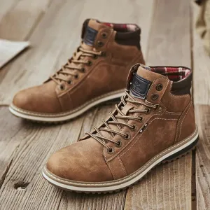 Italian Vintage Leather Lace-Up Warm Winter Boots