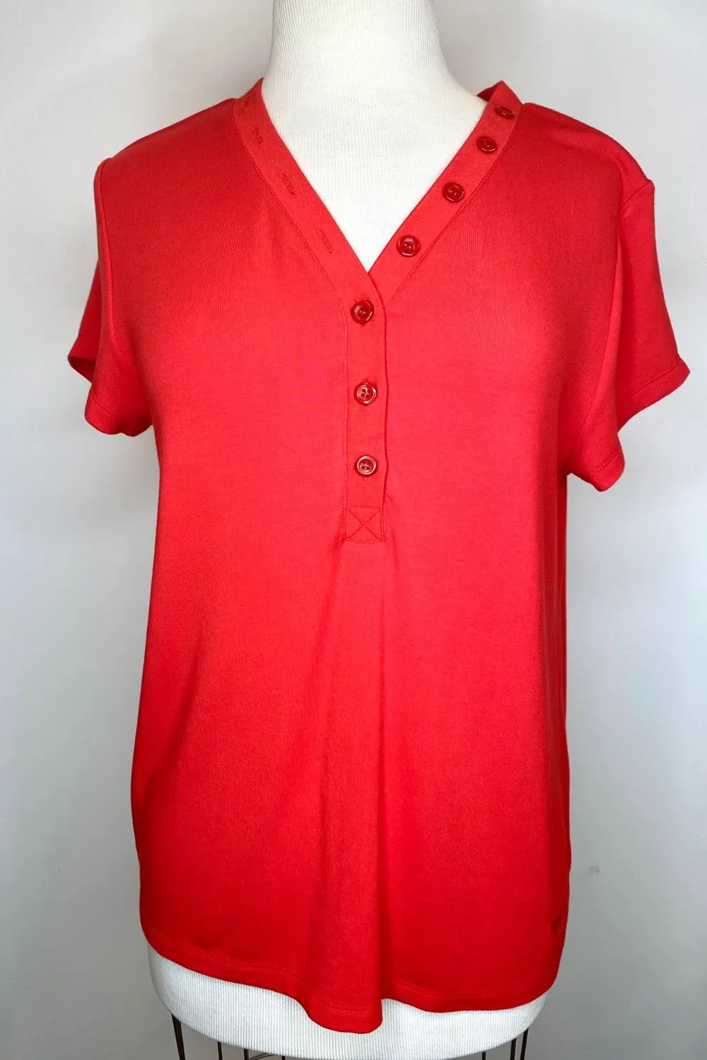 Johnny Was Calme Modal Jersey Button Neck Tee O11104 Boho Chic *