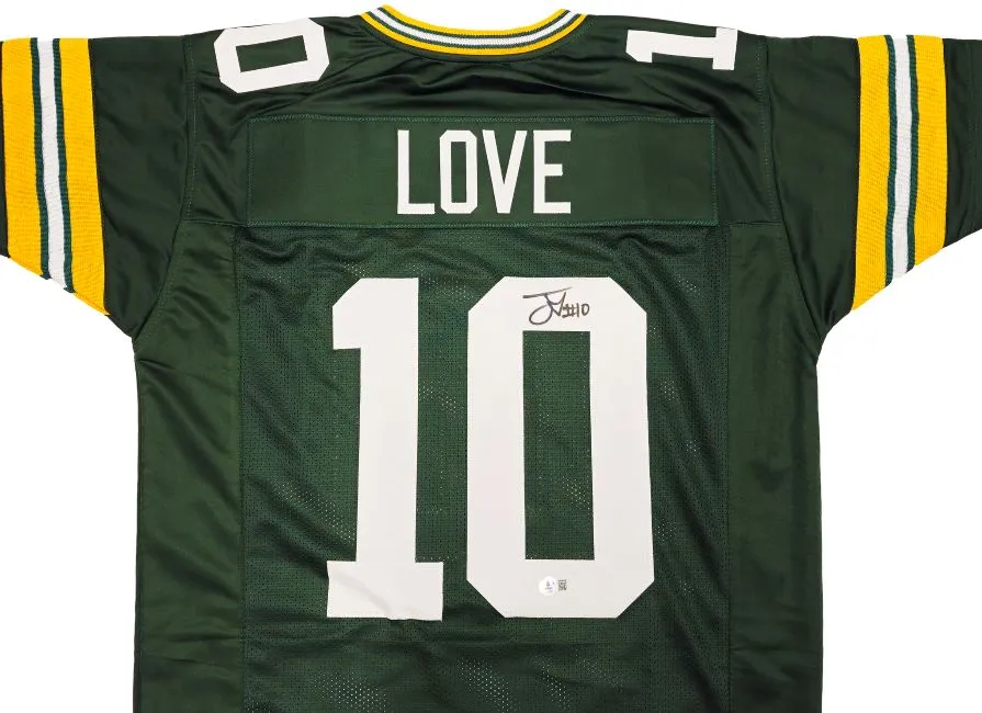 Jordan Love Green Bay Signed Green Football Jersey BAS ITP