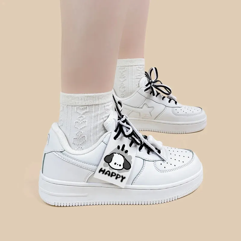 Kawaii Friendly Puppy Casual White Shoes - Unisex