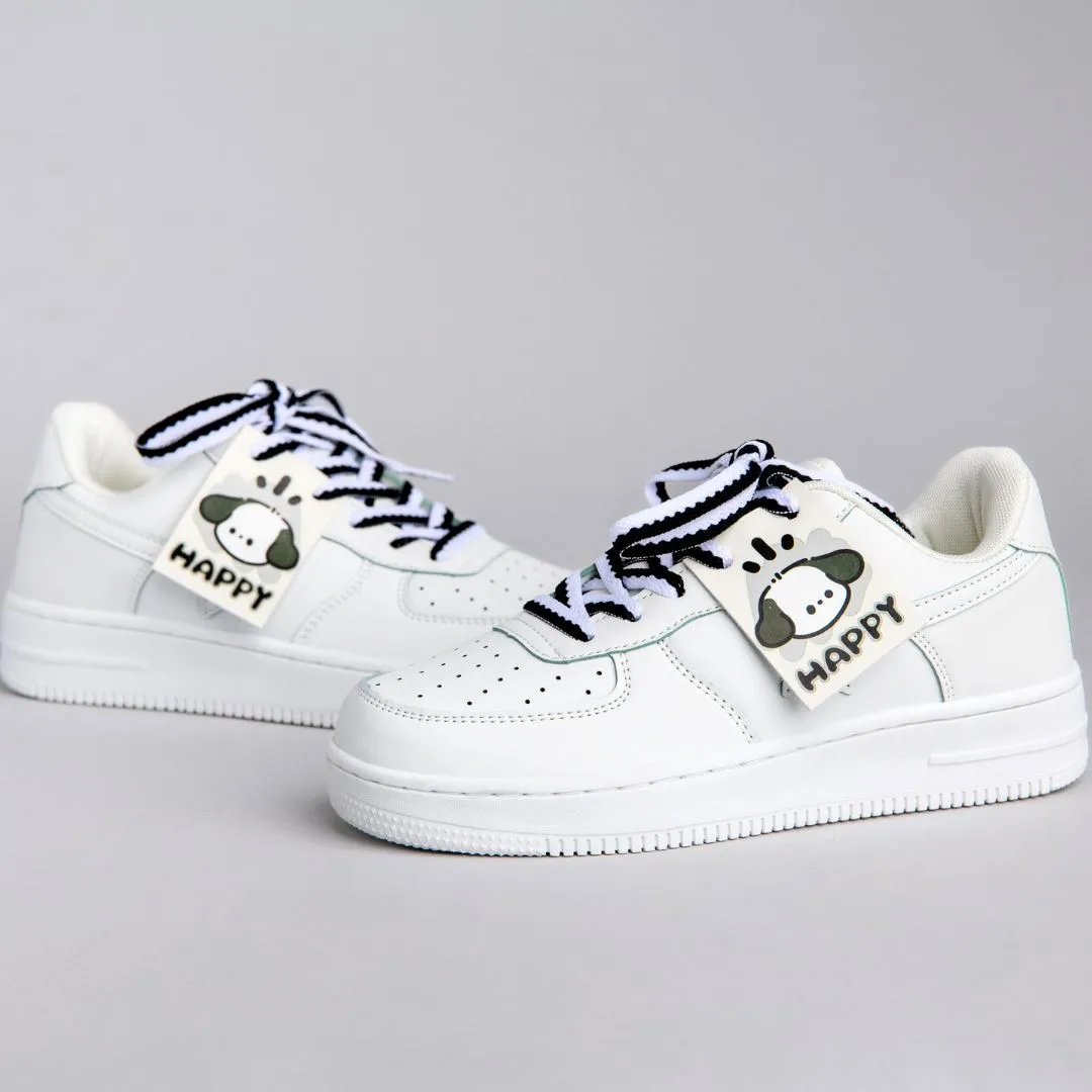 Kawaii Friendly Puppy Casual White Shoes - Unisex