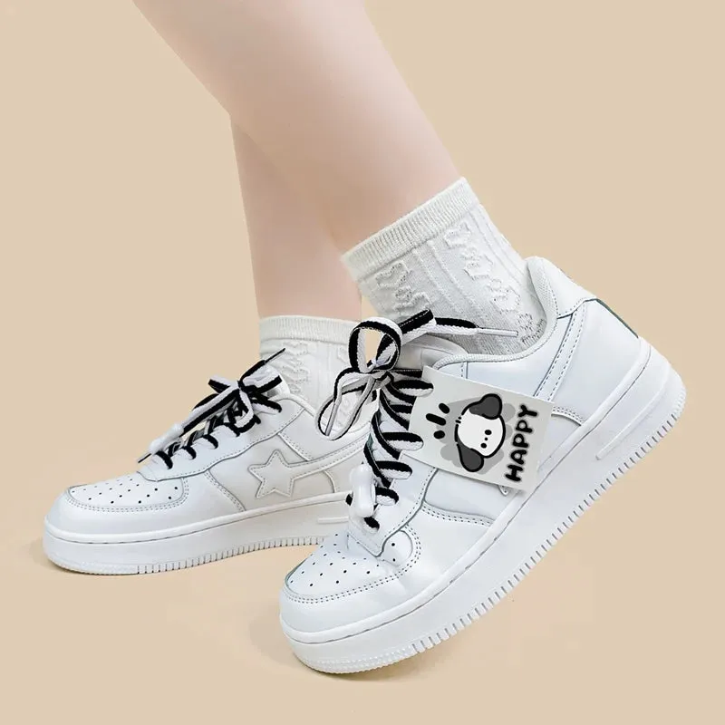 Kawaii Friendly Puppy Casual White Shoes - Unisex