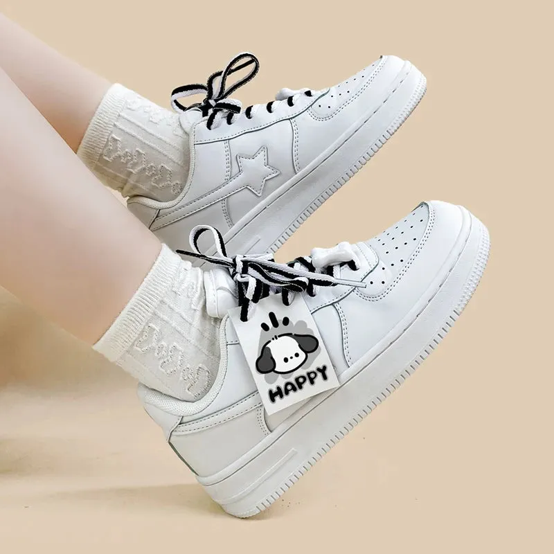 Kawaii Friendly Puppy Casual White Shoes - Unisex