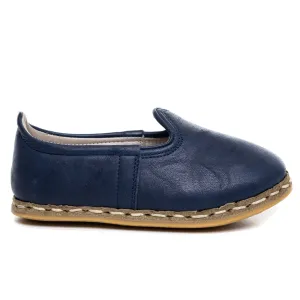 Kids Navy Leather Shoes