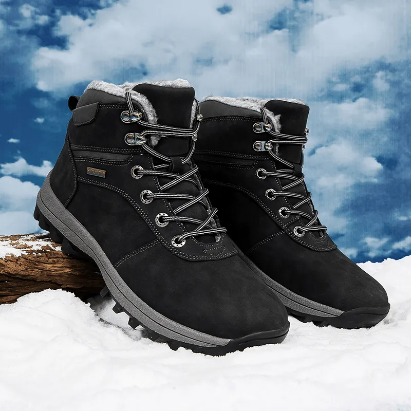 kkboxly kkboxly Men Outdoor Waterproof Warm Lined Slip Resistant Hiking Boots