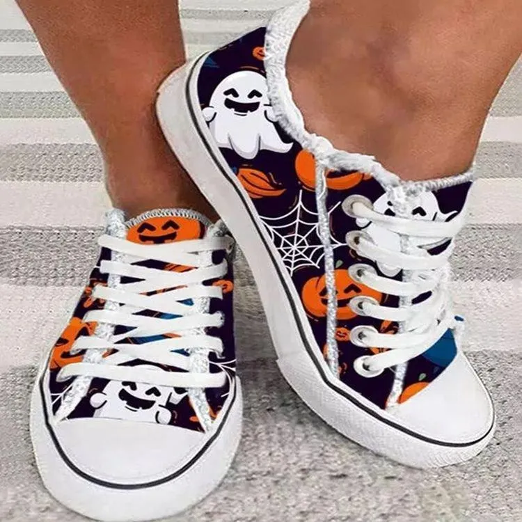 🔥Last Day 49% OFF - Halloween Pumpkin Head Printed Canvas Shoes