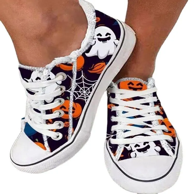 🔥Last Day 49% OFF - Halloween Pumpkin Head Printed Canvas Shoes