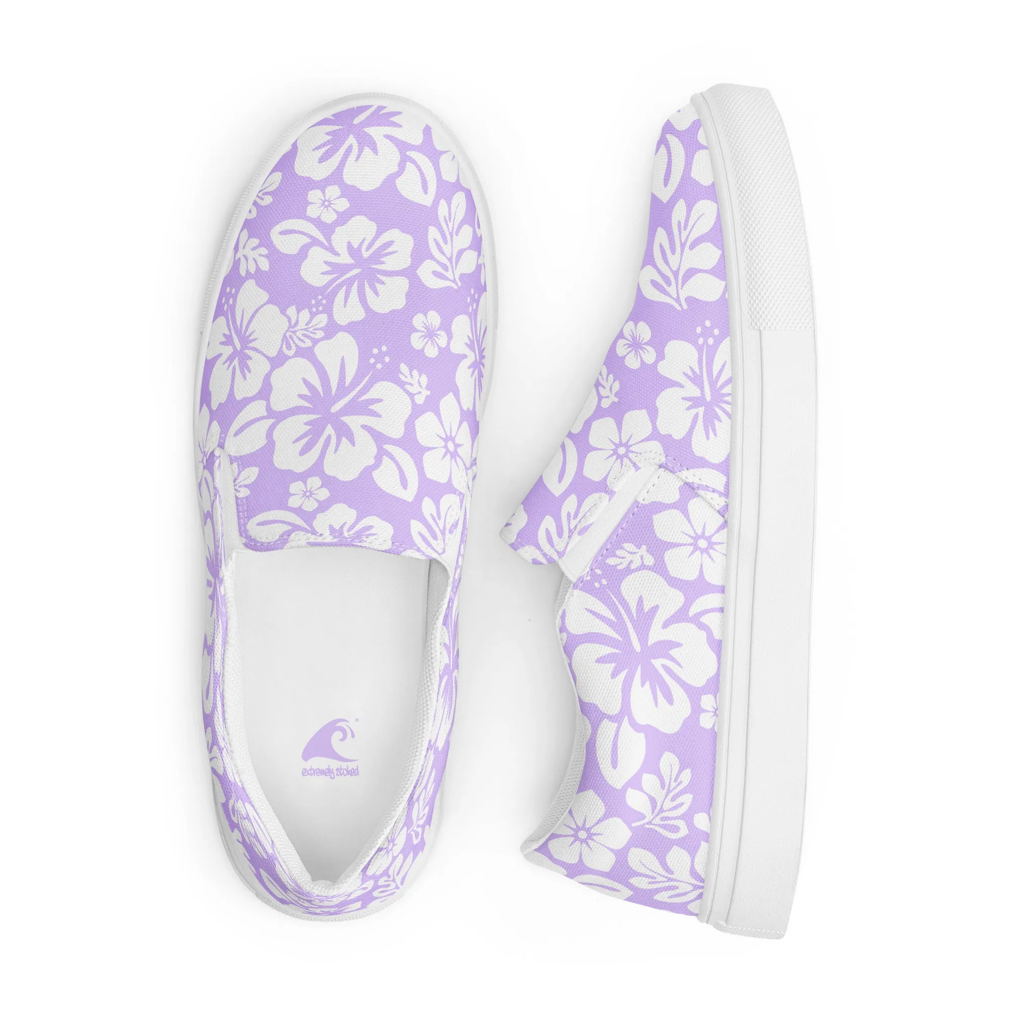 Lavender Hawaiian Flowers Women's Slip On Canvas Shoes