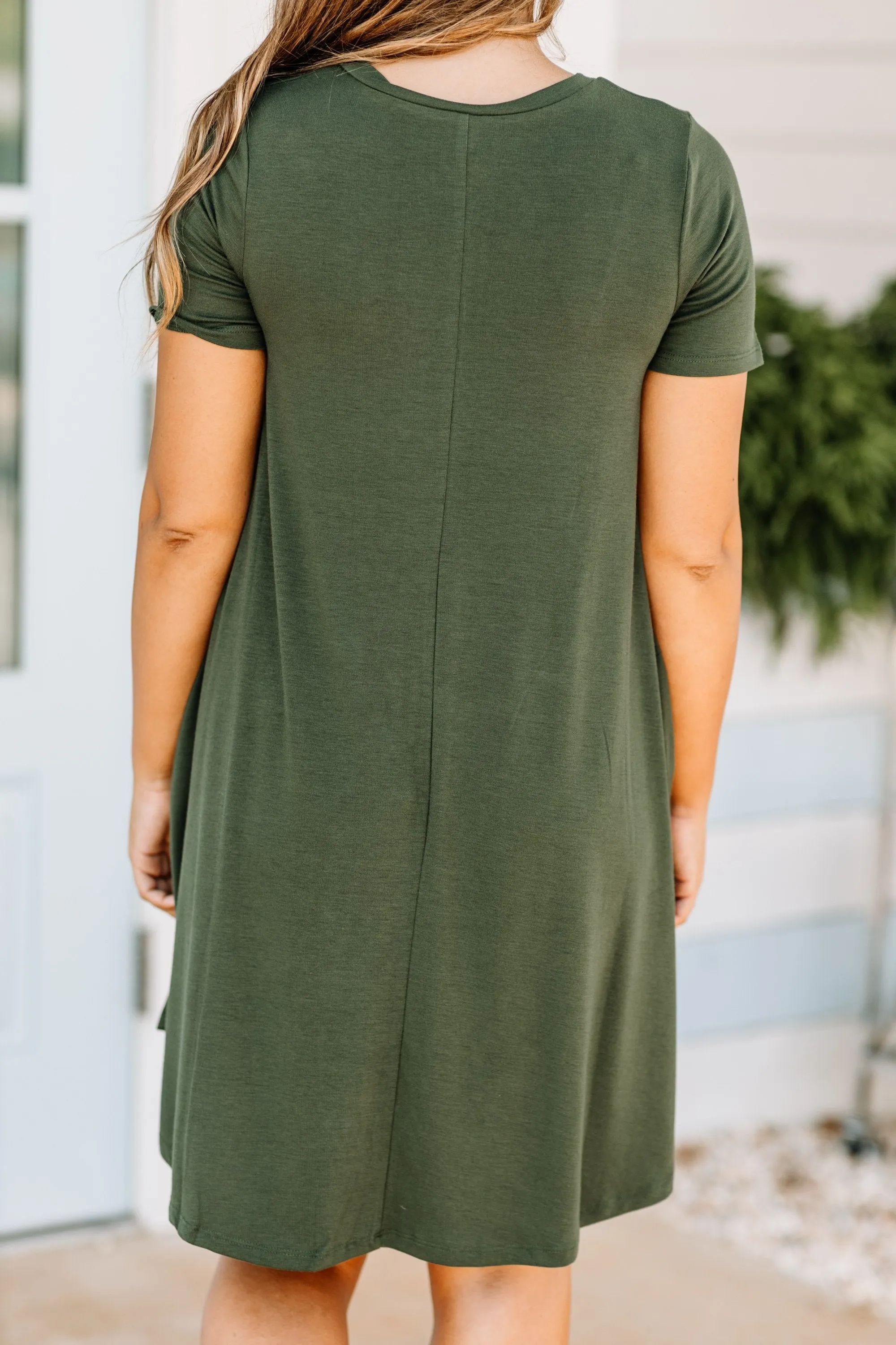 Lean On Me Army Green T-shirt Dress