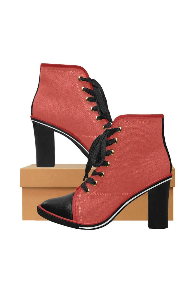 Living Coral Women's Lace Up Chunky Heel Ankle Booties (Model 054)